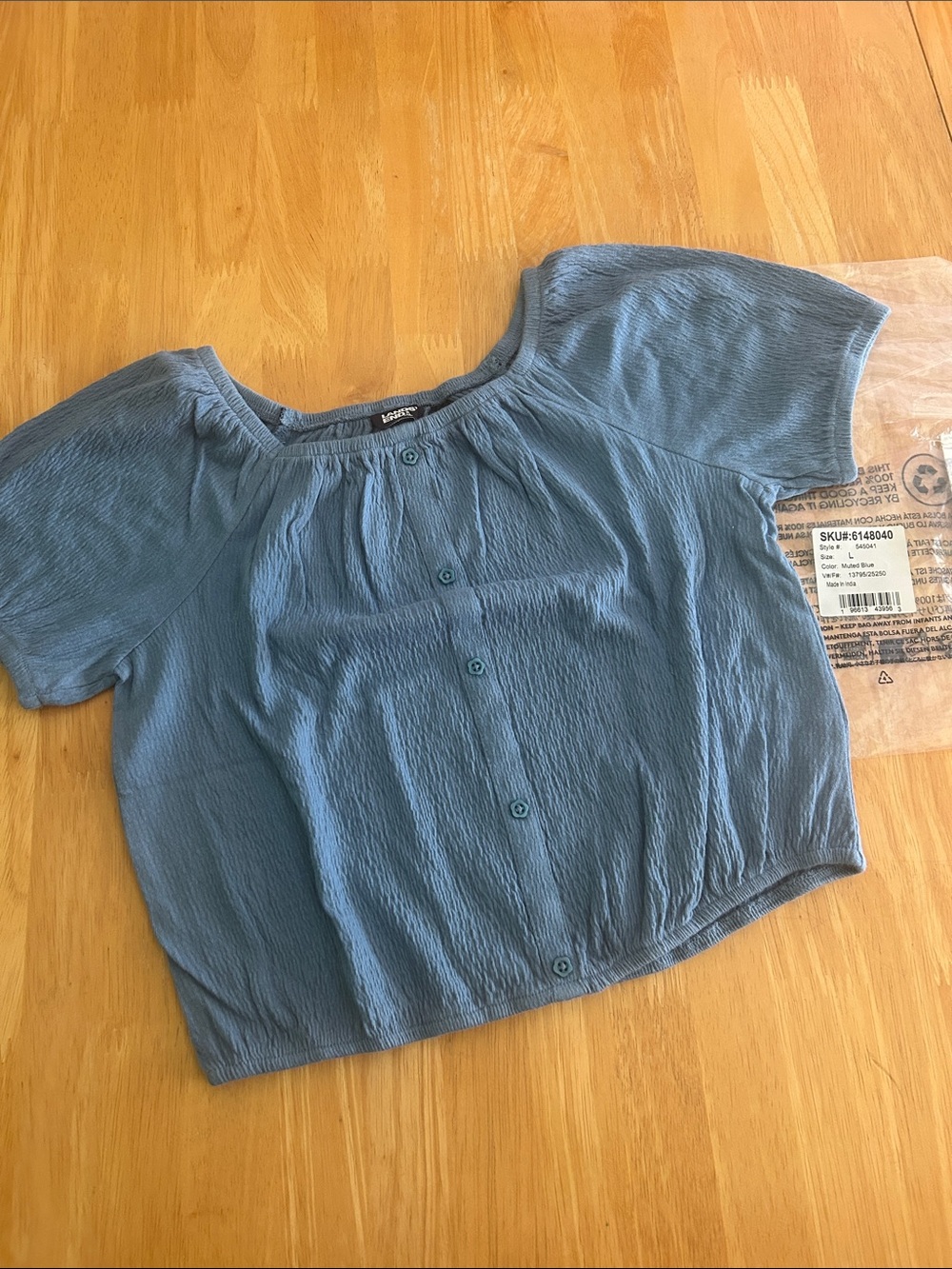 Lands' End cropped peasant blouse - new!